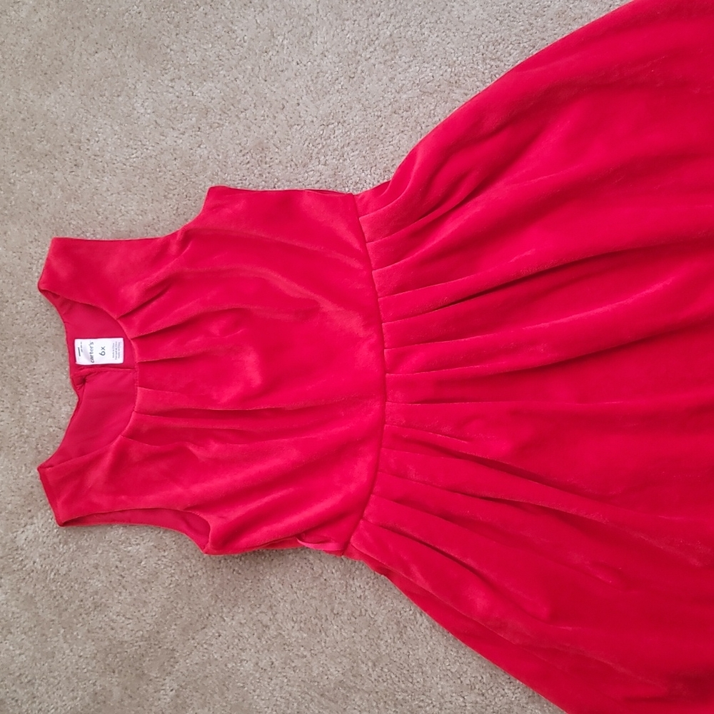 ❣🖤❣Velvet Red Dress  Carters Girl's Sz 6X Like New - Picture 3 of 4